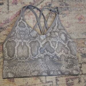 New Balance Gray Snake Print Padded Sports Bra Size XL